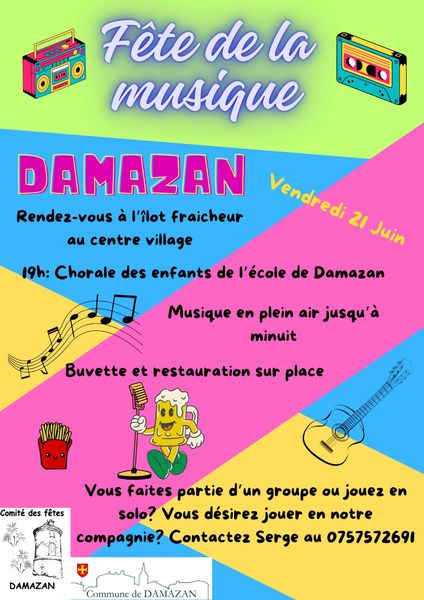 Affiche de la fête de la musique à Damazan