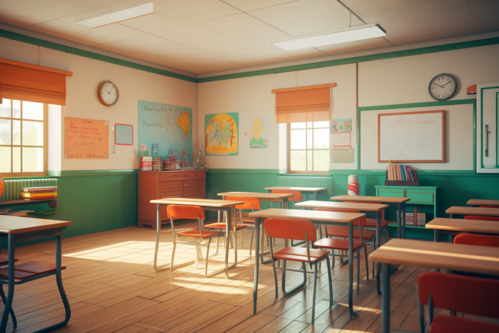 Image d'ambiance montrant l'intérieur d'une école primaire